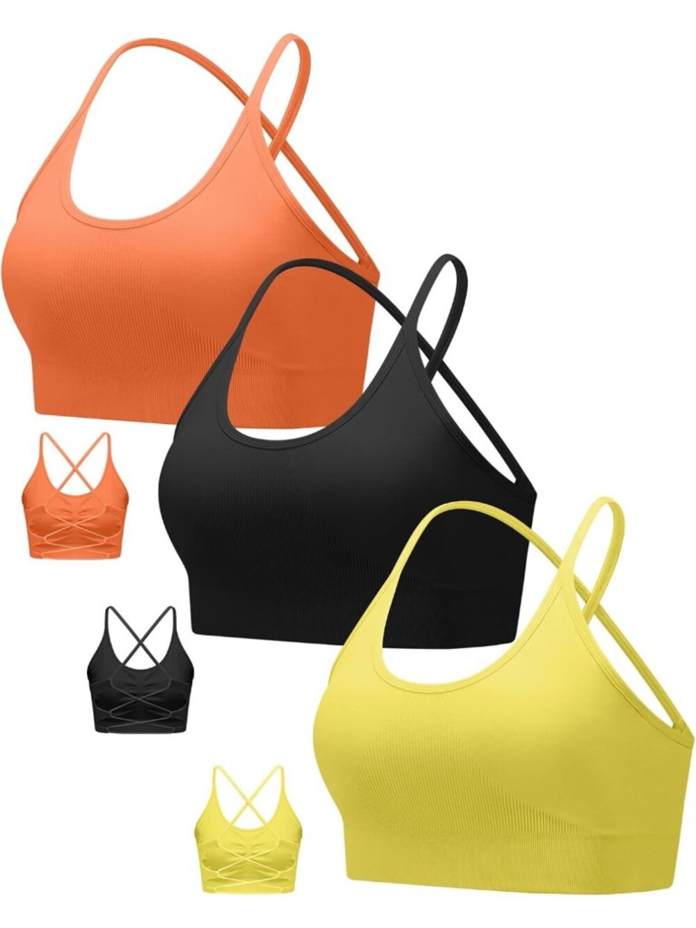 Crisscross Back Seamless Sports Bra for Women - Medium Support, Removable Pads